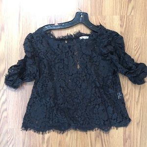 Joie black lace 3/4 length sleeve blouse